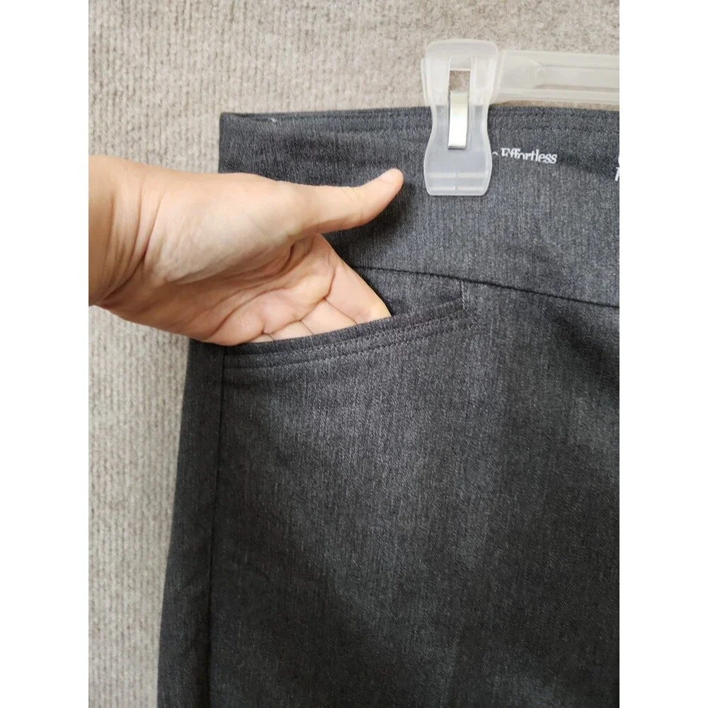 Croft Barrow Effortless Stretch Bootcut Pants Women 16 Gray Slimming Pull On NEW